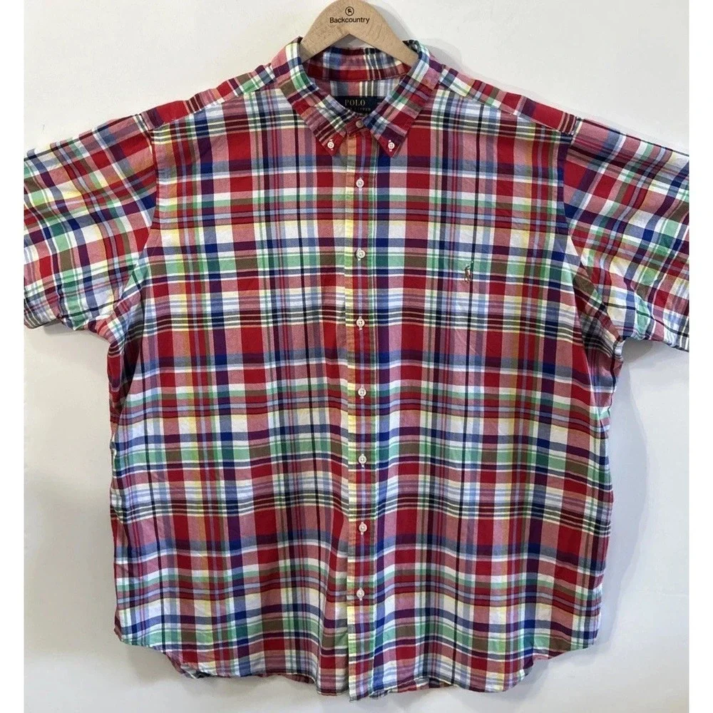 Mens Polo Ralph Lauren Big & Tall S/S Shirt Plaid Button Front Sz 3XB Gorgeous